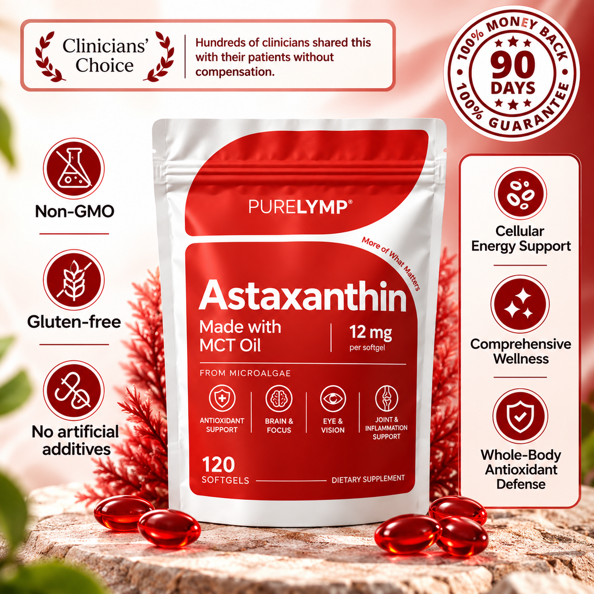 PureLymp® Astaxanthin - Nature’s Most Powerful Antioxidant for Whole Body Support & Cellular Protection