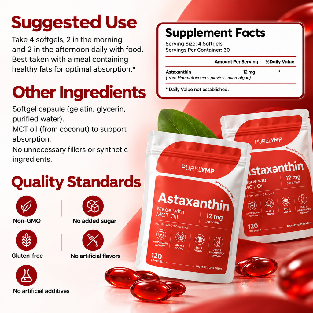 PureLymp® Astaxanthin - Nature’s Most Powerful Antioxidant for Whole Body Support & Cellular Protection